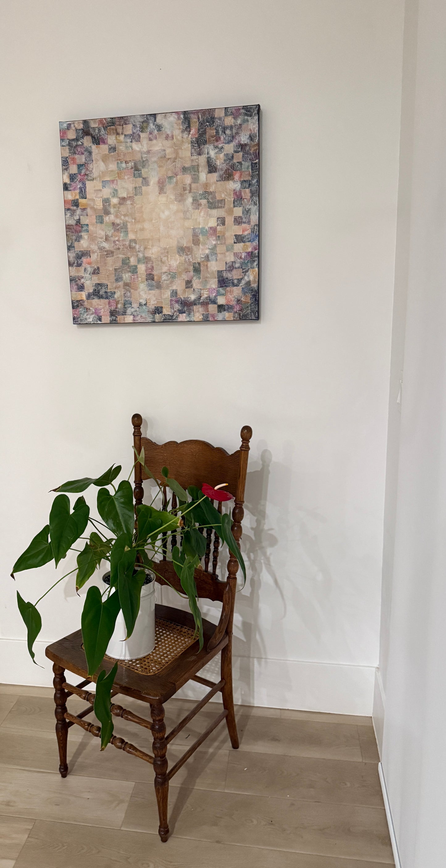 Vintage quilt mixed media painting.
