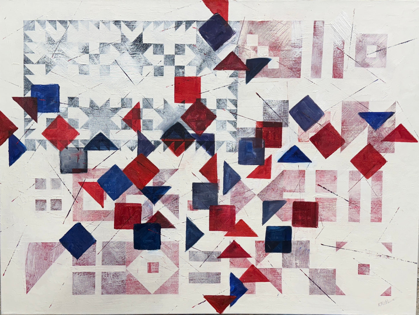 Freedom quilt multi media painting.