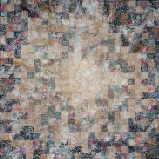 Vintage quilt mixed media painting.
