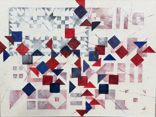 Freedom quilt multi media painting.